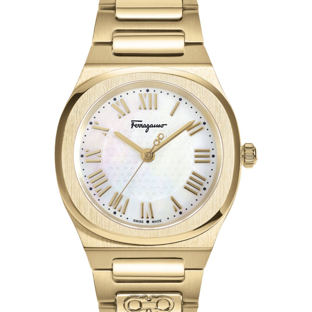 Ferragamo Womens Ferragamo Gold Bracelet Watch
